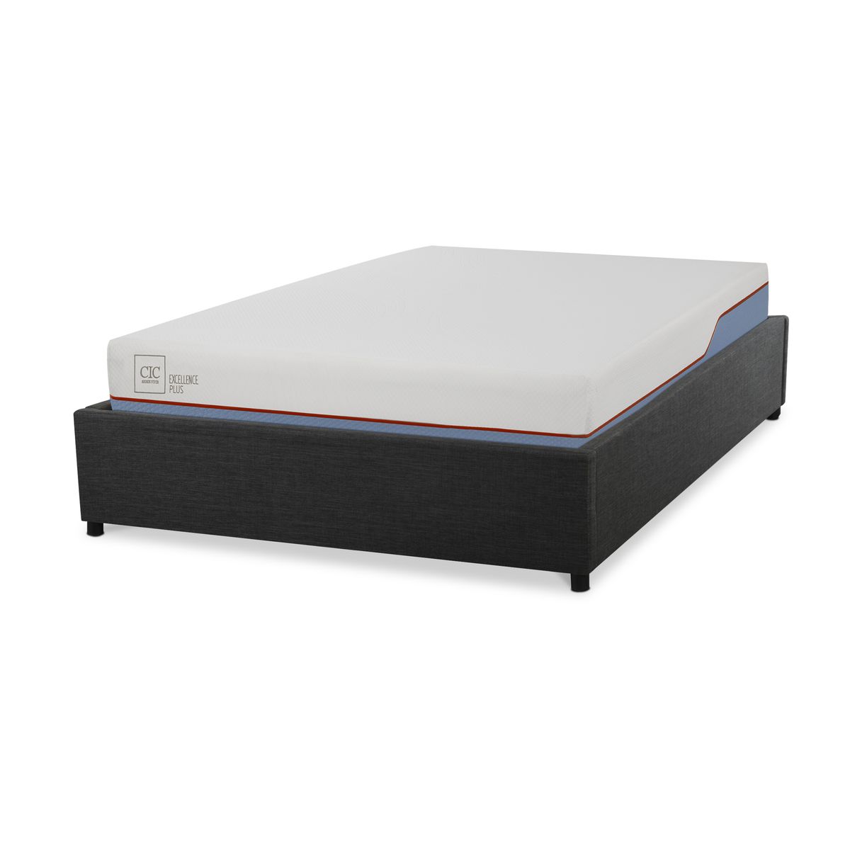 CIC - Cama 2 plazas Box Spring Space Box Excellence Plus Blanco/Azul