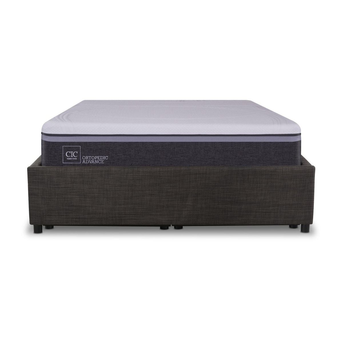 CIC - Cama 2 plazas Box Spring Space Box Ortopedic Advance Blanco/Negro