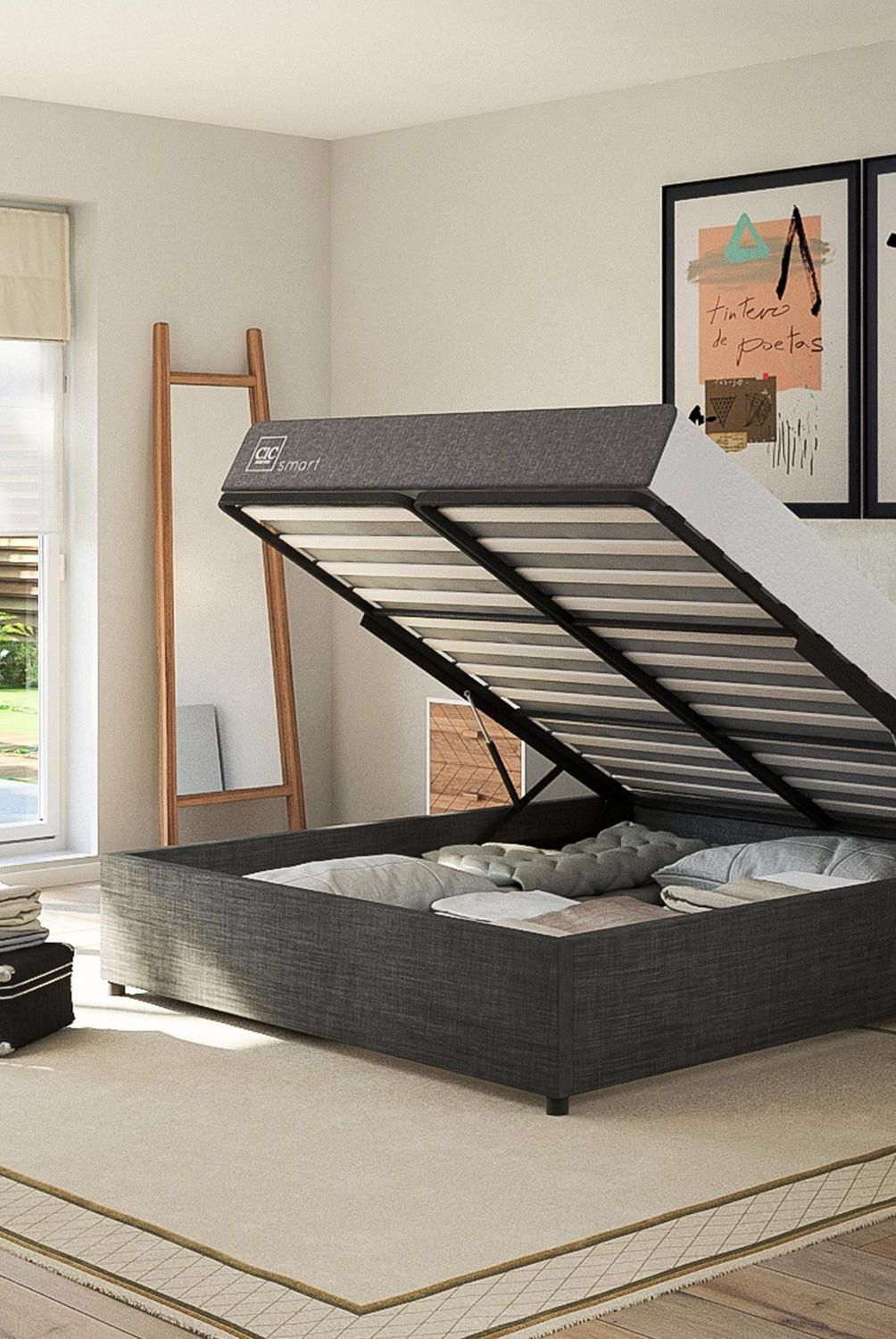 CIC - Cama 2 Plazas Box Spring Space Box Ortopedic Advance Blanco/Negro