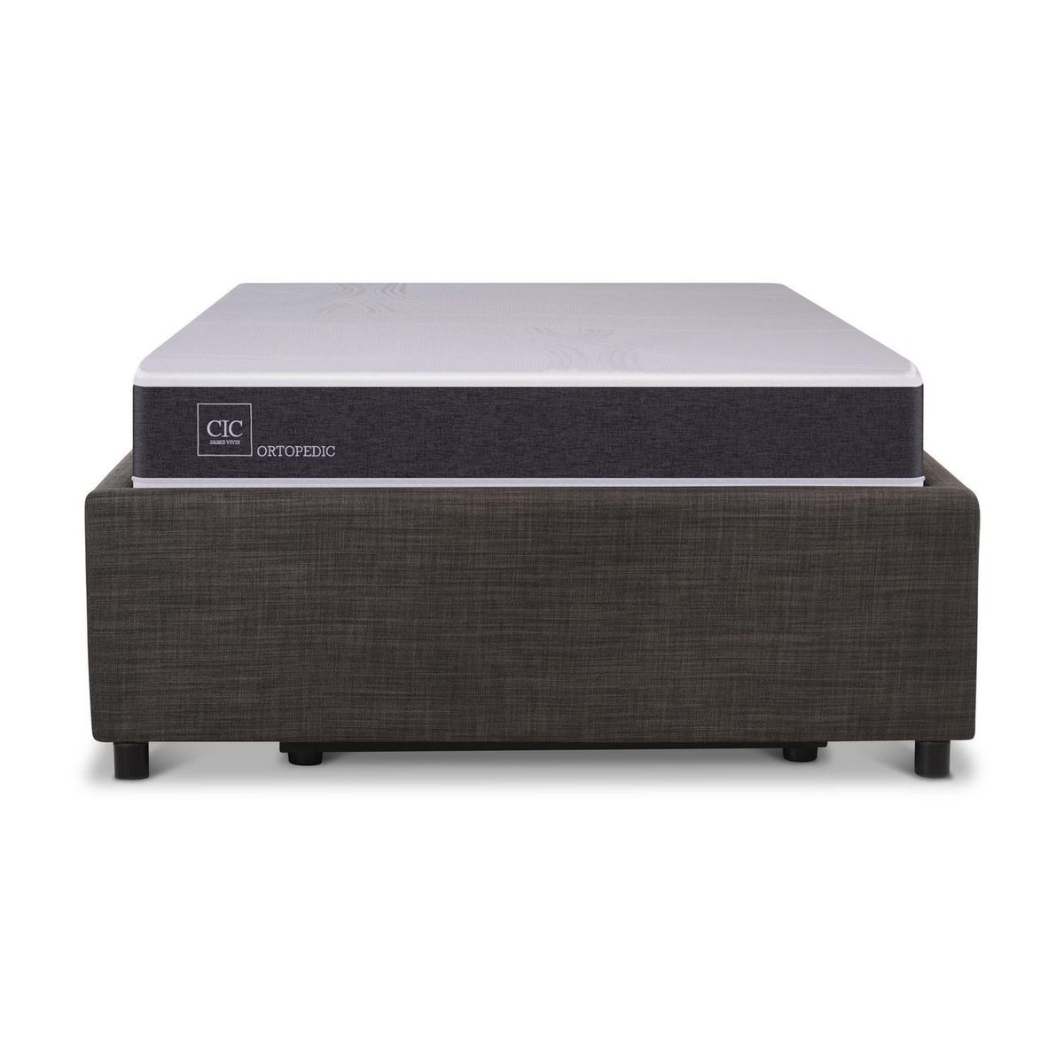 CIC - Cama 1.5 plazas Box Spring Space Box Ortopedic Blanco/Negro