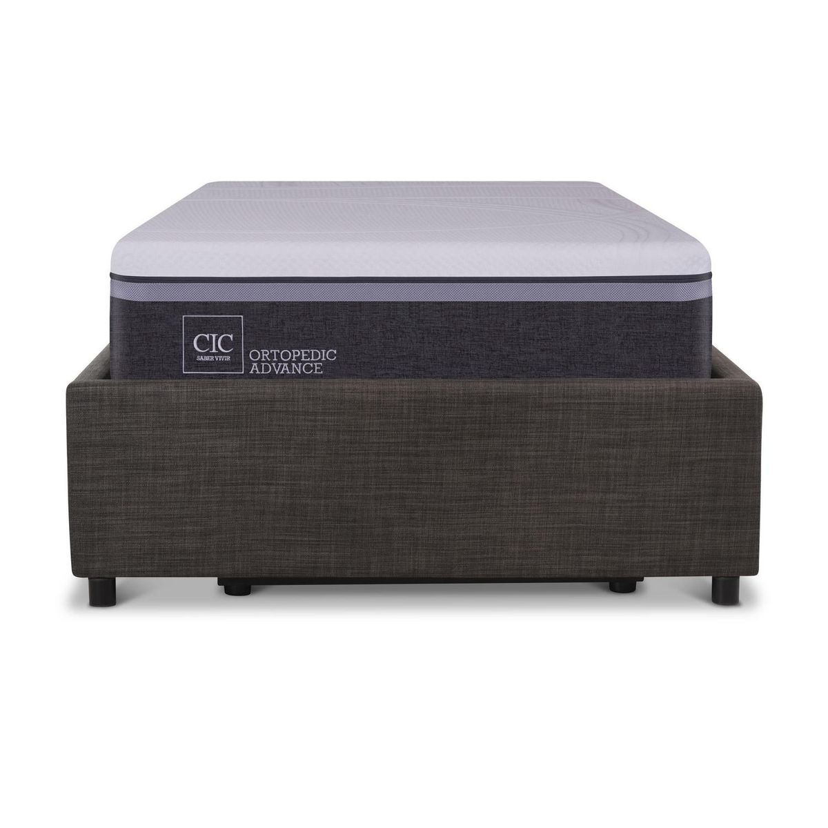 CIC - Cama 1.5 plazas Box Spring Space Box Ortopedic Advance Blanco/Negro