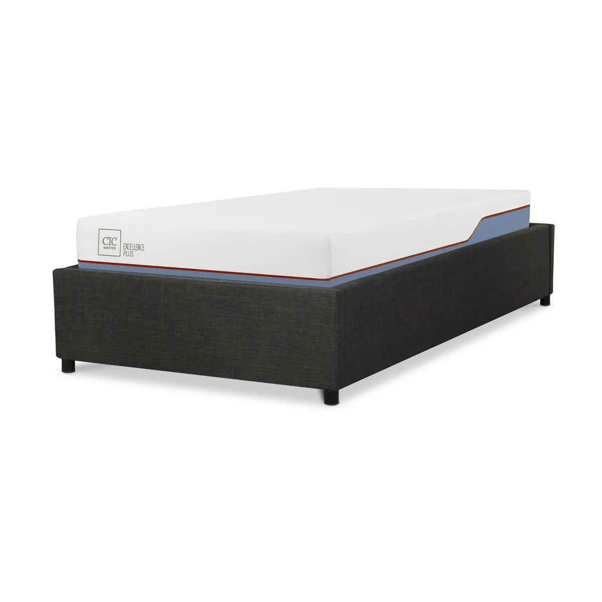 CIC - Cama 1.5 plazas Box Spring Space Box Excellence Plus Blanco/Azul