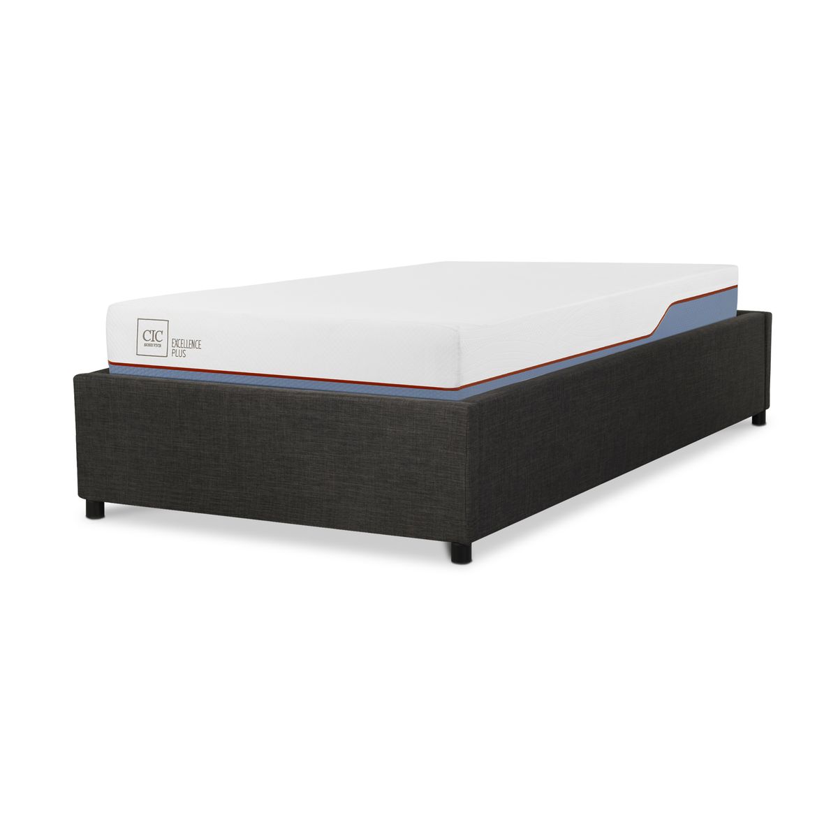 CIC - Cama 1.5 plazas Box Spring Space Box Excellence Plus Blanco/Azul