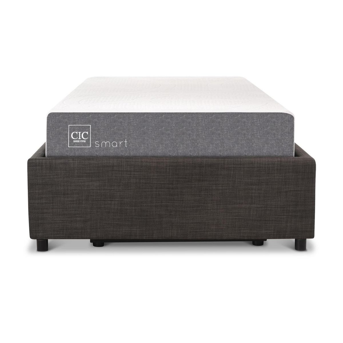 CIC - Cama 1.5 plazas Box Spring Space Box Smart Blanco/Gris