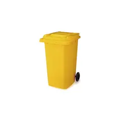 ALL CLEAN - Basurero Amarillo 120 Litros Exterior Con Tapa
