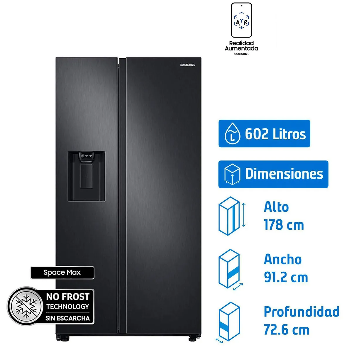 SAMSUNG - Refrigerador Side by Side No Frost 602 Litros RS60T5200B1/ZS
