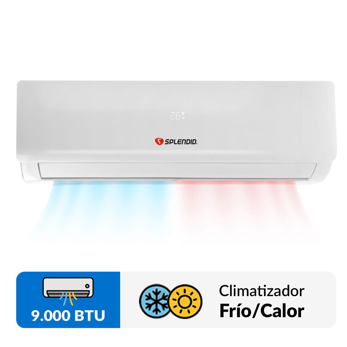 SPLENDID - Aire acondicionado splitt on/off 9000 BTU frio/calor