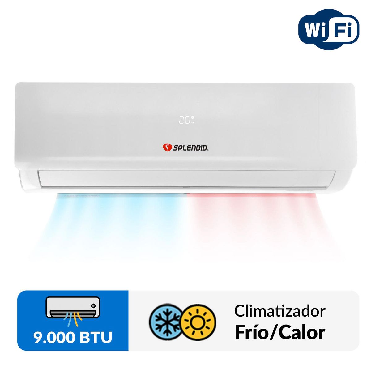 SPLENDID - Aire acondicionado split inverter 9000BTU frio/calor WIFI