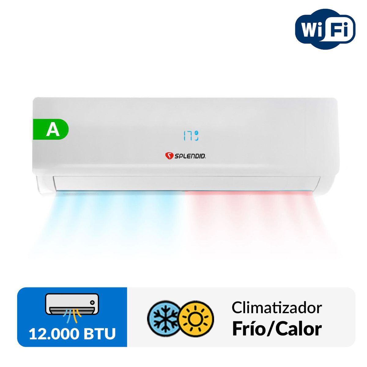 SPLENDID - Aire acondicionado split inverter 12000 BTU Frío/calor WIFI