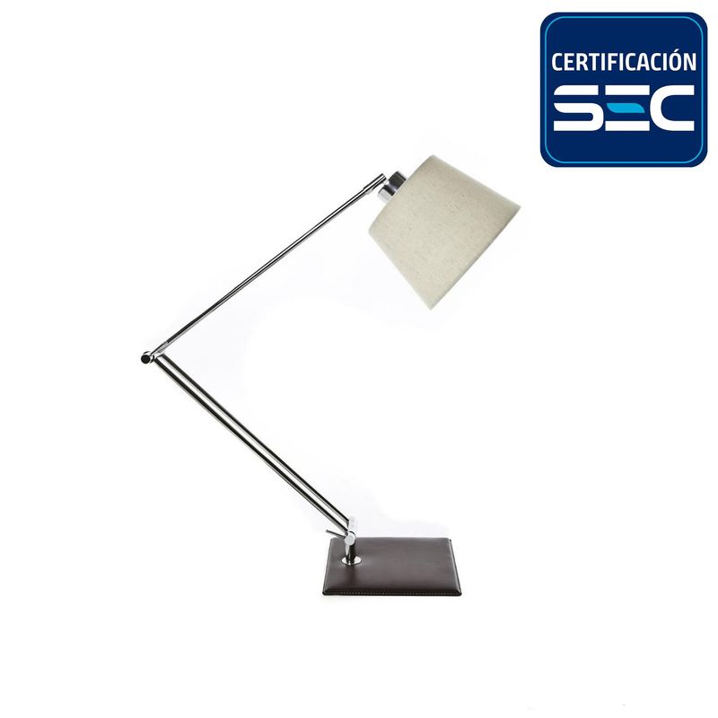 DISEÑO 3 - Lámpara Mesa Artic Cromo Cuero Gris/Plata 20x45 cm