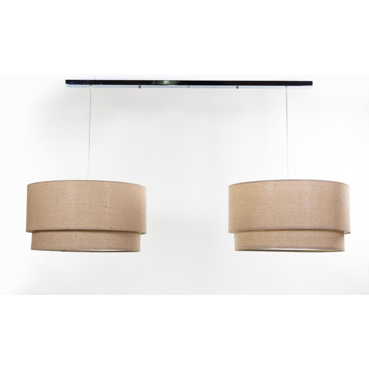 DISEÑO 3 - Lámpara Colgante Doble Cruda 2 Luces Metal Beige