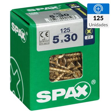 Tornillo spax cabeza plana pozidrive yellox 5x30 125Pz