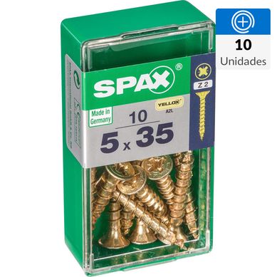 Tornillo spax cabeza plana pozidrive yellox 5x35 10Pz