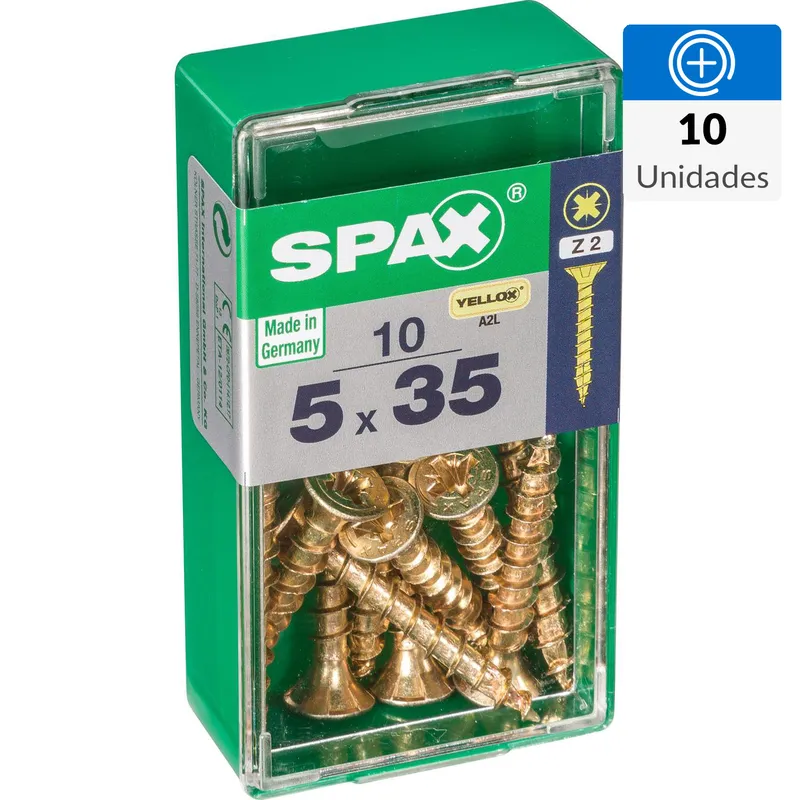 SPAX AMERICAN SCREW - Tornillo Spax Tirafondo Cabeza Plana Madera Aglomerada 35 mm 5 mm 10 unidad(es)