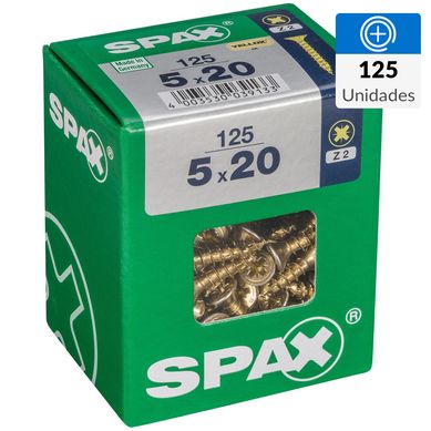 Tornillo spax cabeza plana pozidrive yellox 5x20 125Pz