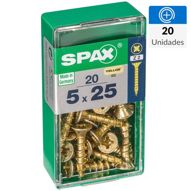 Tornillo spax cabeza plana pozidrive yellox 5x25 20Pz