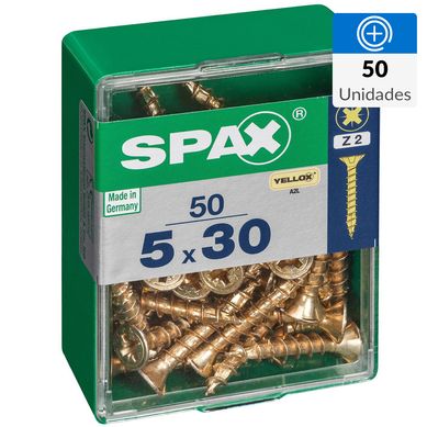 Tornillo spax cabeza plana pozidrive yellox 5x30 50Pz