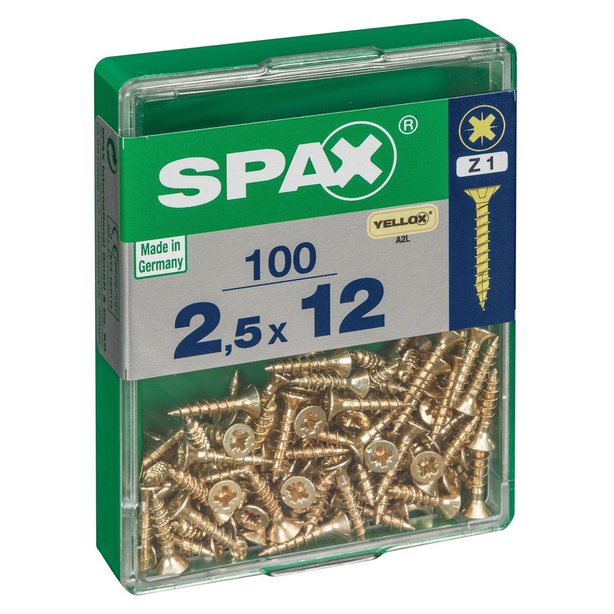 SPAX AMERICAN SCREW - Tornillo Spax Tirafondo Madera Aglomerada 12 mm 2.5 mm 100 unidad(es)