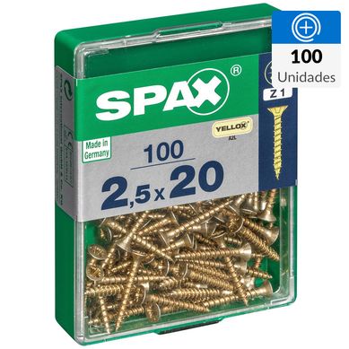 Tornillo spax cabeza plana pozidrive yellox 2,5x20 100Pz