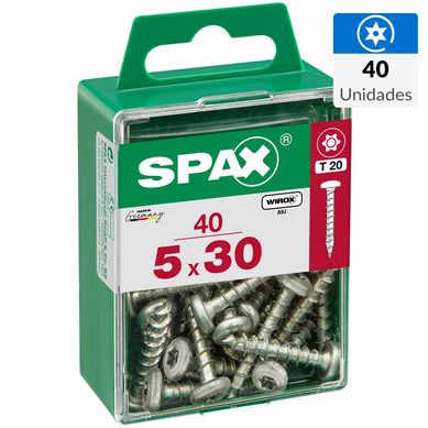 Tornillo Spax Tirafondo Cabeza Torx Madera Aglomerada 30 mm 5 mm 40 Unidades