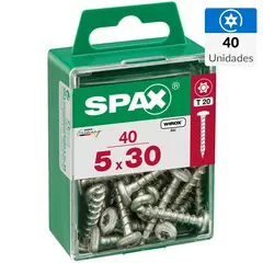 SPAX AMERICAN SCREW - Tornillo Spax Tirafondo Cabeza Torx Madera Aglomerada 30 mm 5 mm 40 Unidades