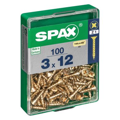 Tornillo spax cabeza plana pozidrive yellox 3x12 100Pz