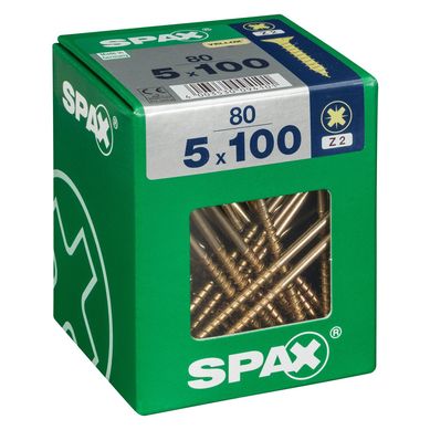 Tornillo spax cabeza plana pozidrive yellox 5x100 80Pz