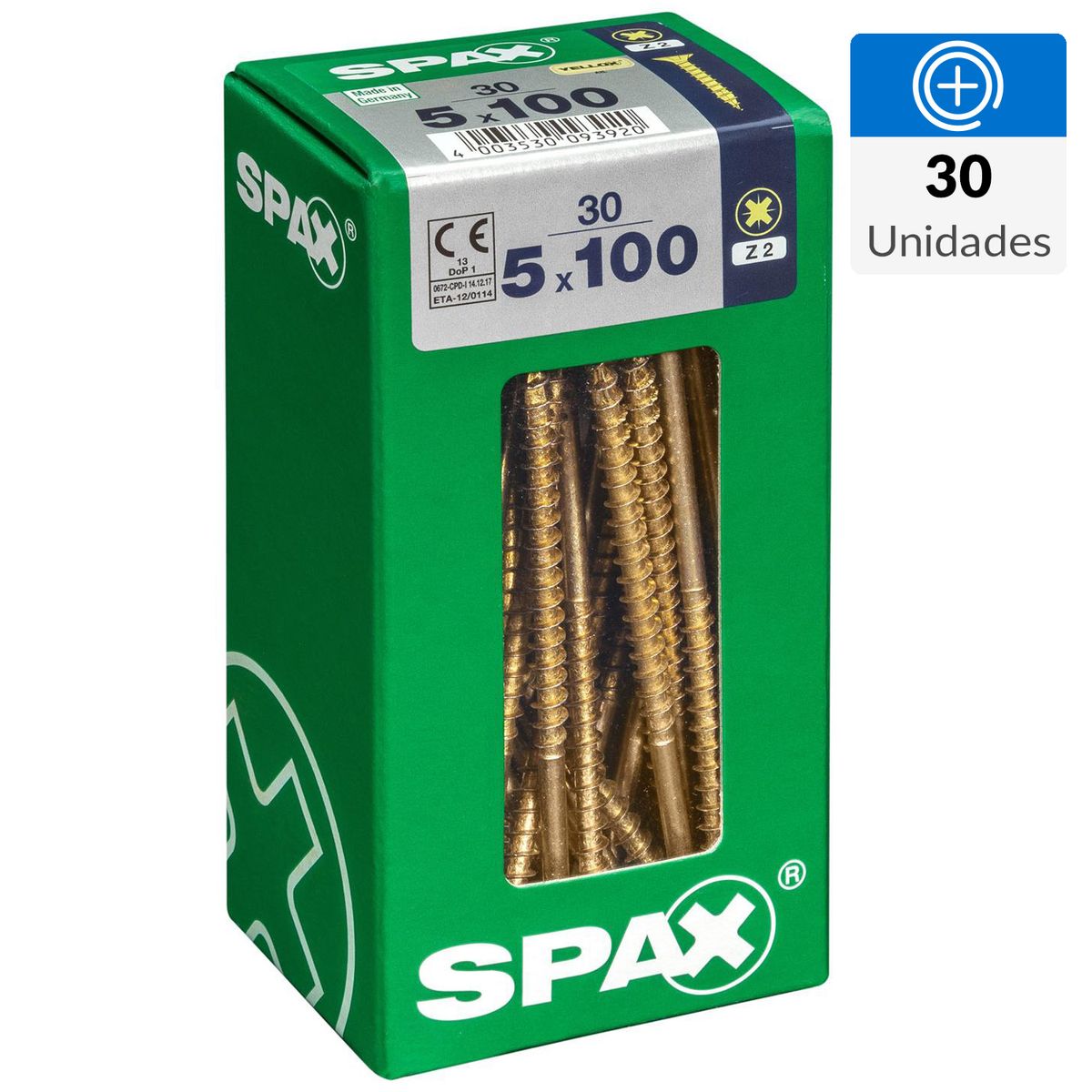 SPAX AMERICAN SCREW - Tornillo Spax Tirafondo Madera Aglomerada 100 mm 5 mm 30 unidad(es)
