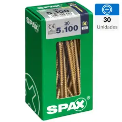 SPAX AMERICAN SCREW - Tornillo Spax Tirafondo Cabeza Plana Madera Aglomerada 100 mm 5 mm 30 unidad(es)
