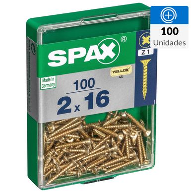 Tornillo spax cabeza plana pozidrive yellox 2x16 100Pz
