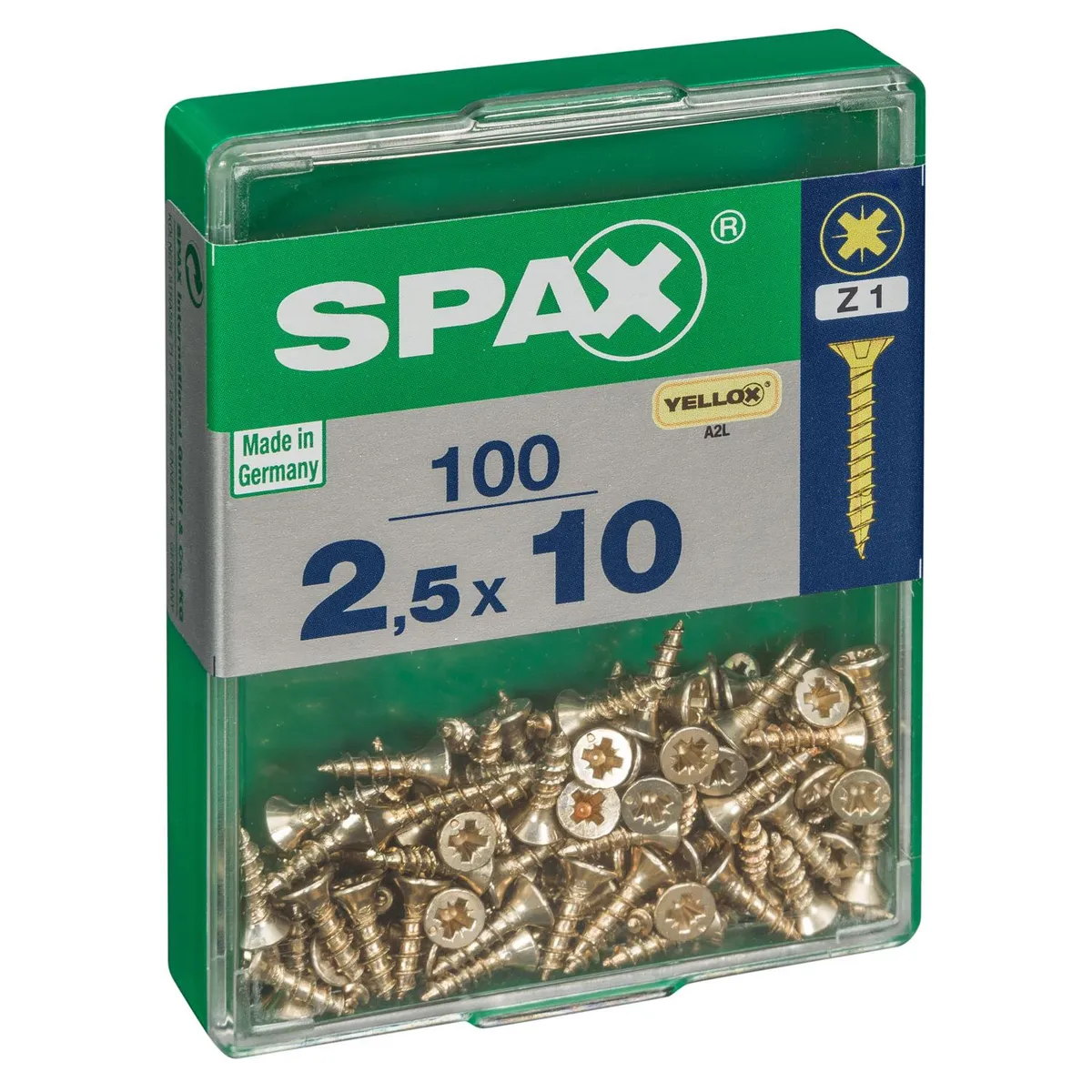 SPAX AMERICAN SCREW - Tornillo Spax Tirafondo Madera Aglomerada 10 mm 2.5 mm 100 unidad(es)