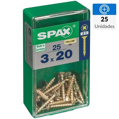 Tornillo spax cabeza plana pozidrive yellox 3x20 25Pz