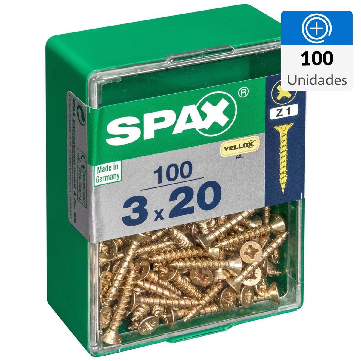 SPAX AMERICAN SCREW - Tornillo Spax Tirafondo Madera Aglomerada 20 mm 3 mm 100 unidad(es)