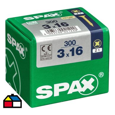 Tornillo spax cabeza plana pozidrive yellox 3x16 300Pz
