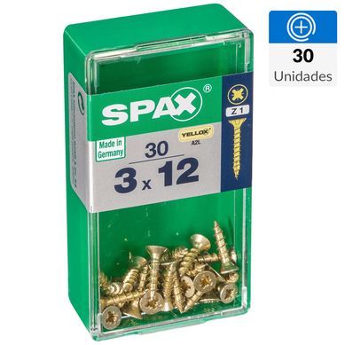 Tornillo spax cabeza plana pozidrive yellox 3x12 30Pz