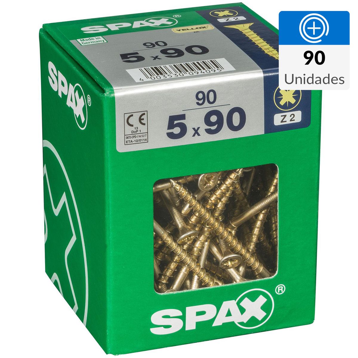 SPAX AMERICAN SCREW - Tornillo Spax Tirafondo Madera Aglomerada 90 mm 5 mm 90 unidad(es)