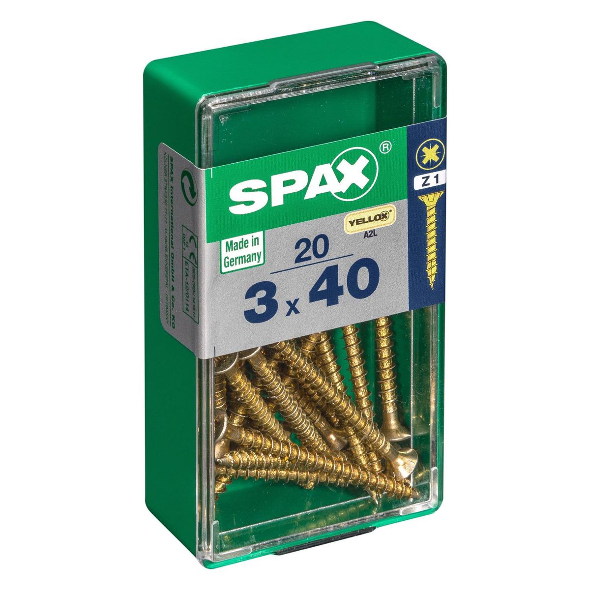 SPAX AMERICAN SCREW - Tornillo Spax Tirafondo Madera Aglomerada 40 mm 3 mm 20 unidad(es)