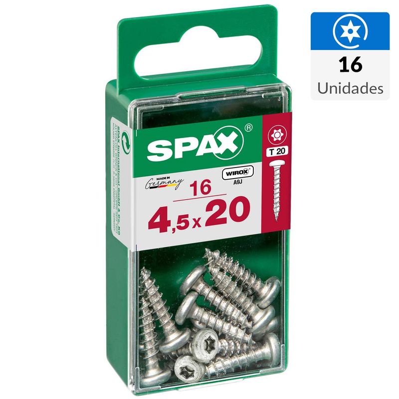 SPAX AMERICAN SCREW - Tornillo Spax Tirafondo Cabeza Torx Madera Aglomerada 20 mm 4.5 mm 16 Unidades