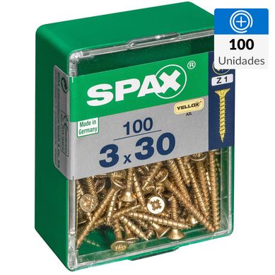 Tornillo spax cabeza plana pozidrive yellox 3x30 100Pz