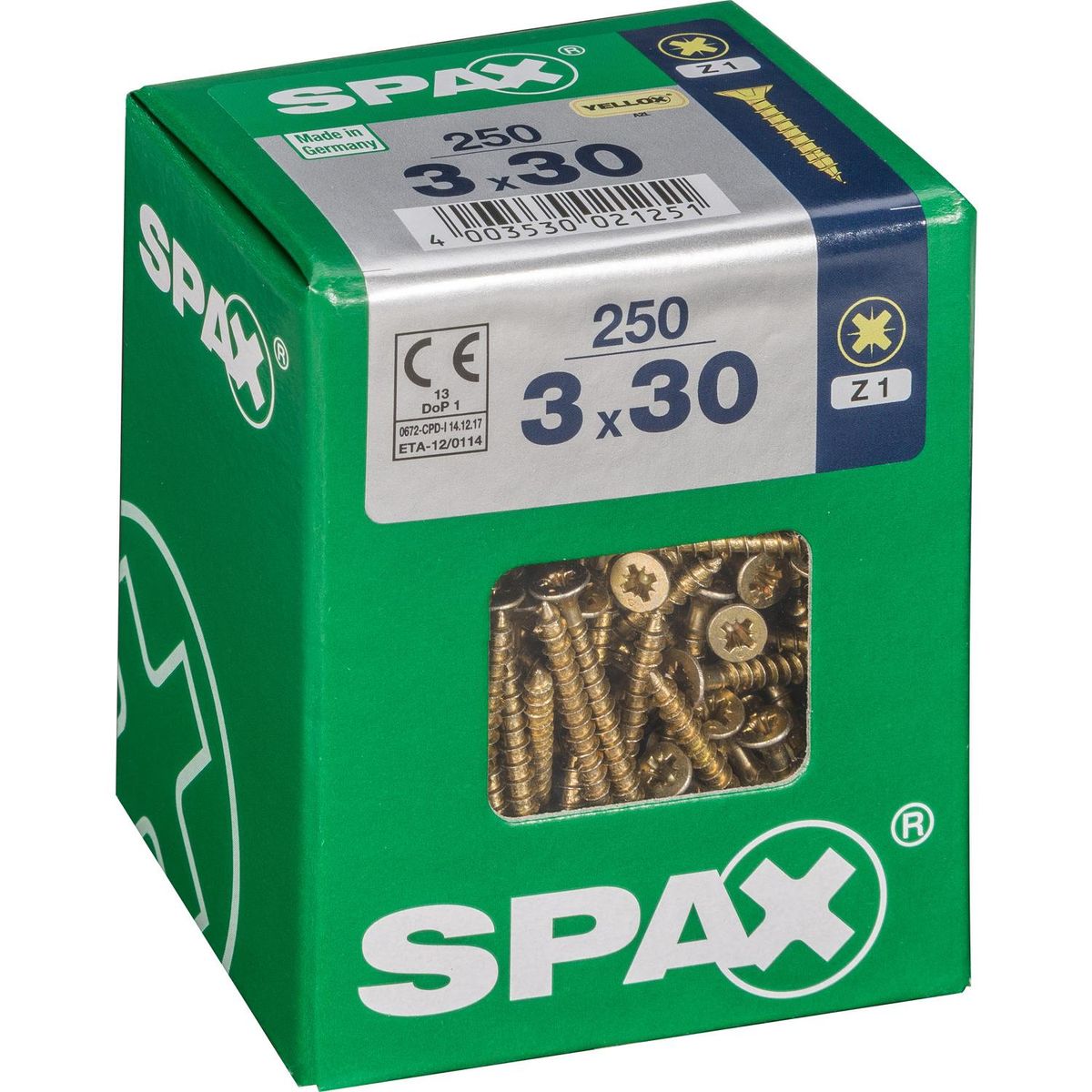 SPAX AMERICAN SCREW - Tornillo Spax Tirafondo Madera Aglomerada 30 mm 3 mm 250 unidad(es)