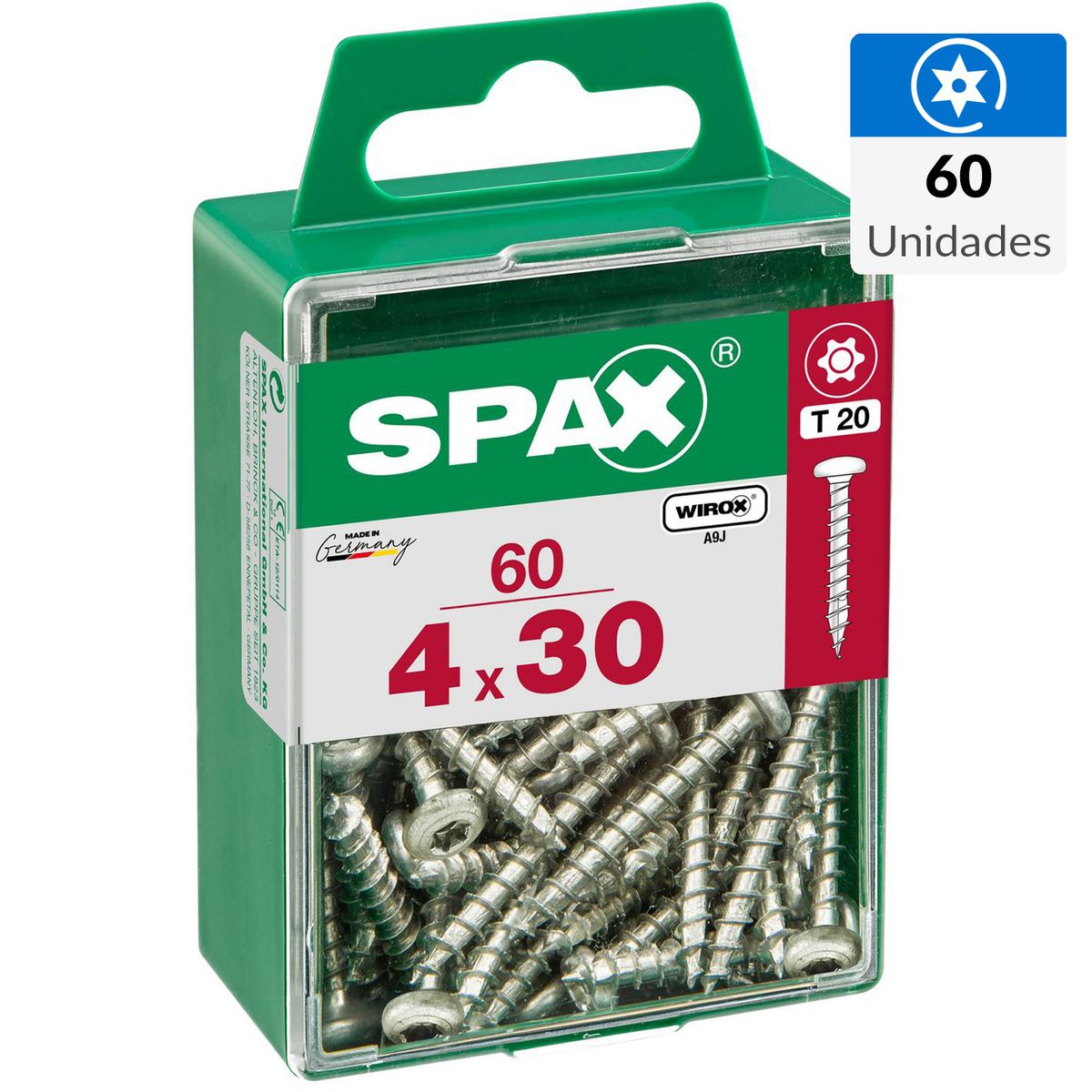 SPAX AMERICAN SCREW - Tornillo Spax Tirafondo Madera Aglomerada 30 mm 4 mm 60 unidad(es)