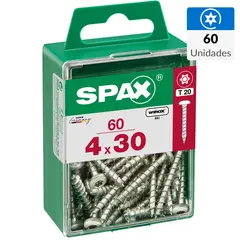 SPAX AMERICAN SCREW - Tornillo Spax Tirafondo Cabeza Torx Madera Aglomerada 30 mm 4 mm 60 Unidades