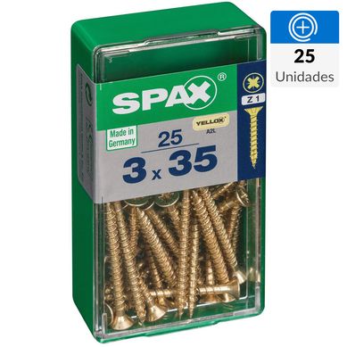 Tornillo spax cabeza plana pozidrive yellox 3x35 25Pz