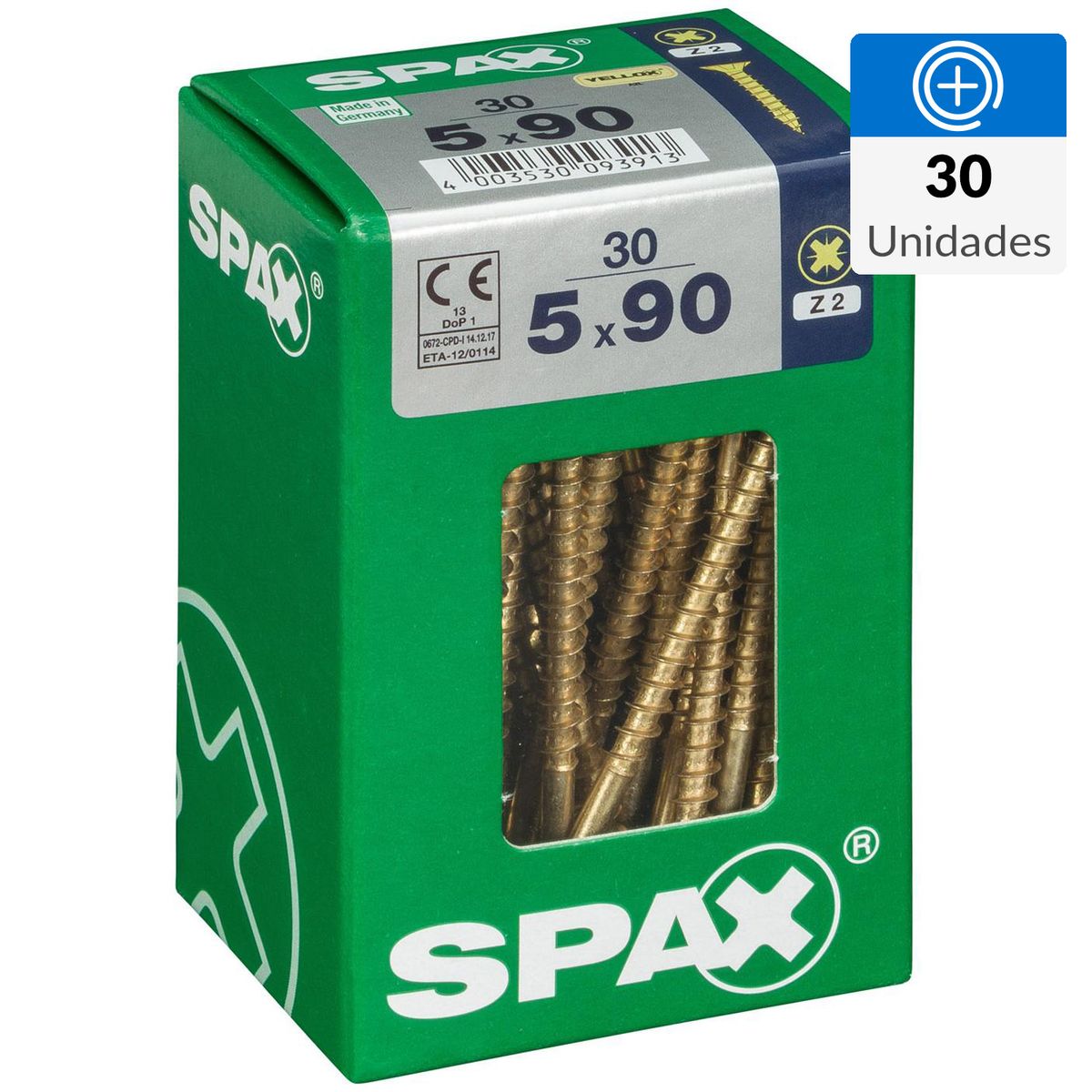 SPAX AMERICAN SCREW - Tornillo Spax Tirafondo Madera Aglomerada 90 mm 5 mm 30 unidad(es)