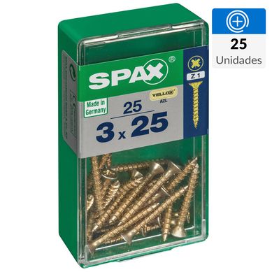 Tornillo spax cabeza plana pozidrive yellox 3x25 25Pz