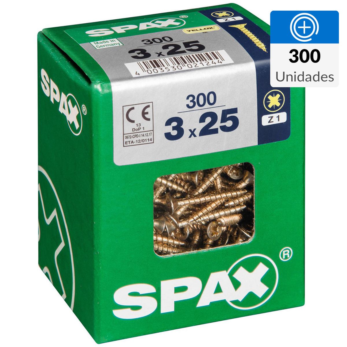 SPAX AMERICAN SCREW - Tornillo Spax Tirafondo Madera Aglomerada 25 mm 3 mm 300 unidad(es)