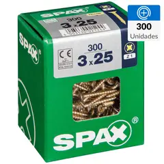 SPAX AMERICAN SCREW - Tornillo Spax Tirafondo Madera Aglomerada 25 mm 3 mm 300 unidad(es)