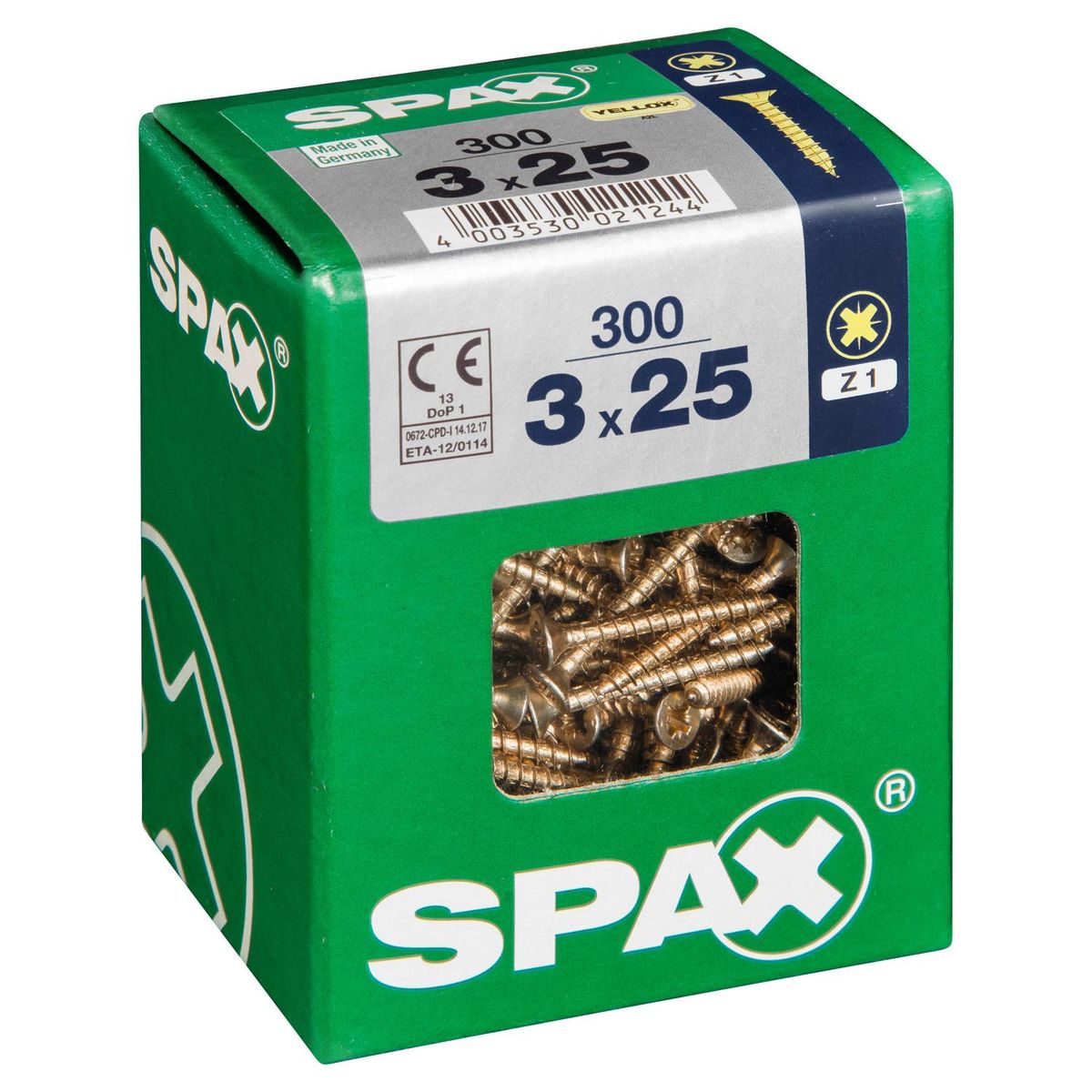 SPAX AMERICAN SCREW - Tornillo Spax Tirafondo Madera Aglomerada 25 mm 3 mm 300 unidad(es)
