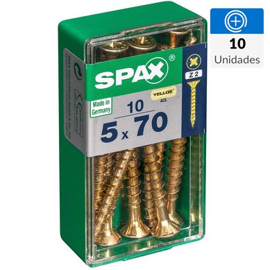 Tornillo spax cabeza plana pozidrive yellox 5x70 10Pz