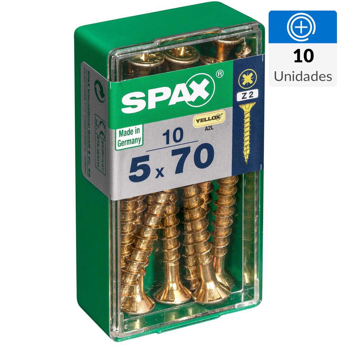 SPAX AMERICAN SCREW - Tornillo Spax Tirafondo Madera Aglomerada 70 mm 5 mm 10 unidad(es)